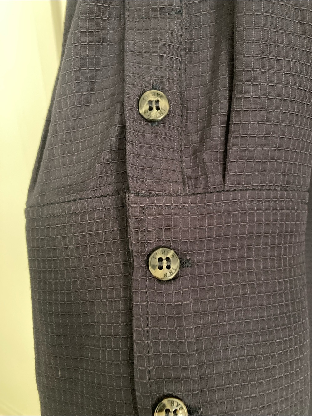 Ganni Ripstop Navy Button-Front Dress with Ruffle Collar - Picture 5 of 12